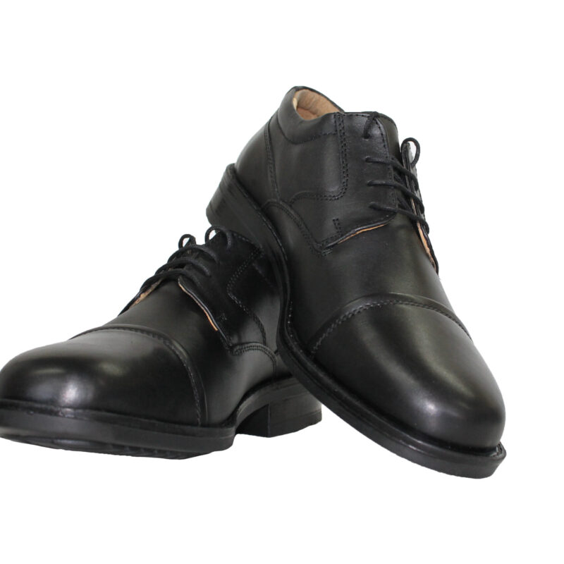 Black Leather Upper, PVC Sole, Oxford Style Lace Up