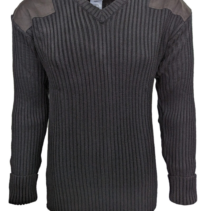 Vee Neck Nato Style Rib Knit Sweater 100% Acrylic