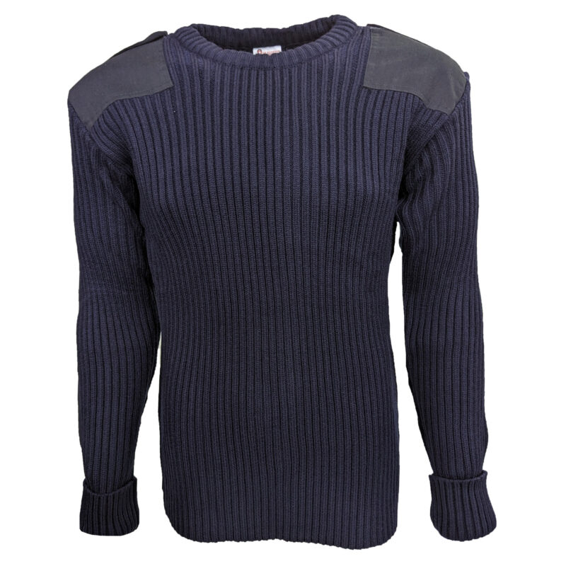 Crew Neck Nato Style Rib Knit Sweater 100% Acrylic