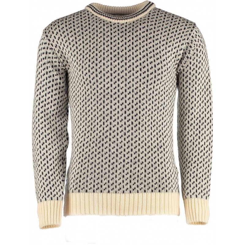 Dover Crew Neck Sweater In Ecru/Navy